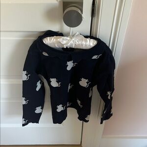 Jacadi Dark Blue Sweater with White Cat Pattern